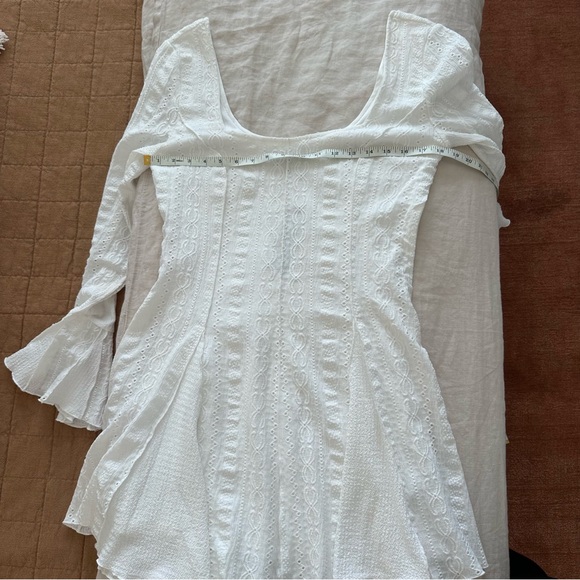 NWT Lulus Mirielle White Textured Long Sleeve Mini Dress - Picture 10 of 16